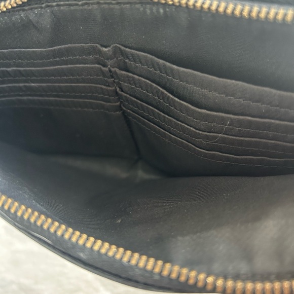 🌷Coach Black Leather Zip Around Wallet Clutch Minimal Chic - Picture 6 of 6